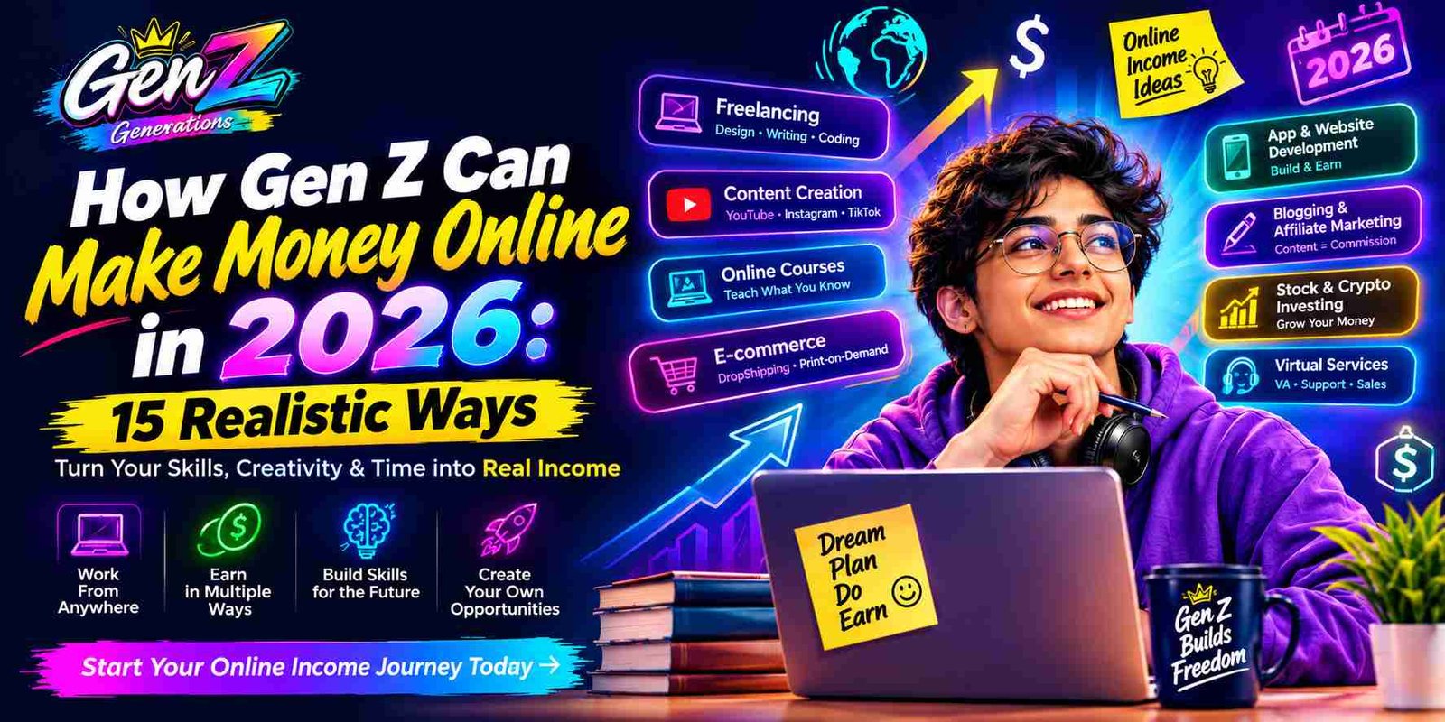 How Gen Z Can Make Money Online in 2026: 15 Realistic Ways